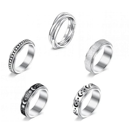 Fidgetringar för kvinnor Spinnerring Snurrring Silver Figet Ring Fidget Spinner Ring för män Ringstorlek 10