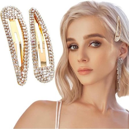 Hårklemmer - Metal - Guldbelagt - Rhinestones - Elegante accessories - Til voksne kvinder