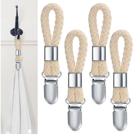 4 stk. Håndklædeklemmer, stofklemmer, badeværelseshåndklædeholder, klemmer til skabe til ophængning af håndklæder