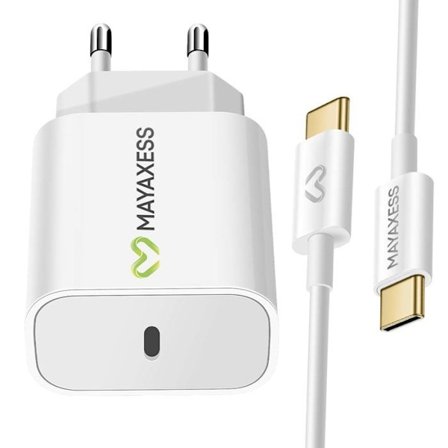 Latauslaite 20W - MAYAXESS - Google Pixel 10 Pro - USB-C-kaapeli 1m - Nopealadataus - Valkoinen