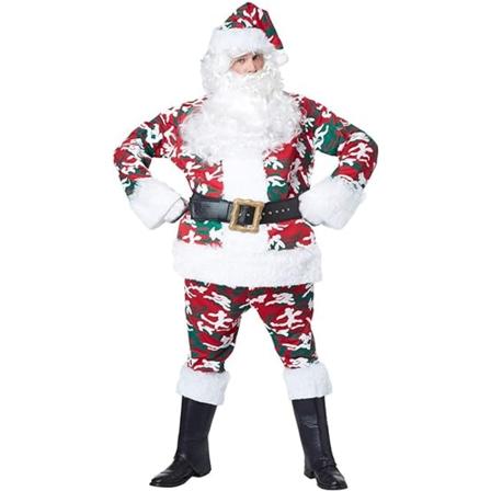 Kamouflage tomte för män - Vuxen kostym Red M