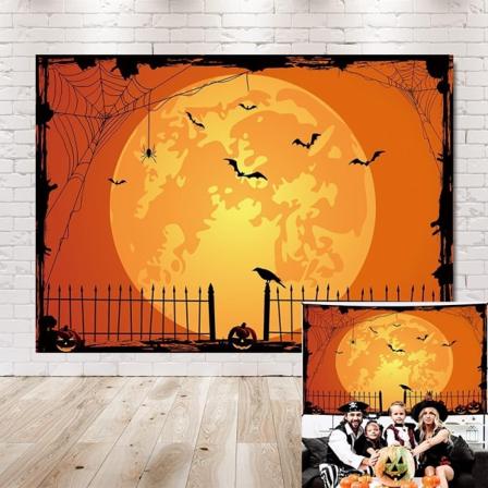 Orange Halloween Night Fotobakgrunn - Gresskaredderkopp - Perfet
