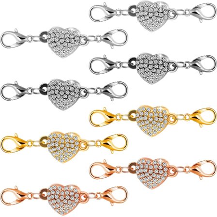 8 st magnetiska lås för smycken Låsning Magnetiska smyckeslås berlocker med hummerlås Självjusterande magnetiska strass lås Magnetiskt halsband