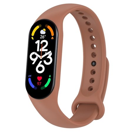 Ruskea silikoninen ranneke yhteensopiva Xiaomi Mi Band 7:n kanssa, yhteensopiva Xiaomi Mi Band 7 / 7nfc / 6 / 6 Nfc / 5 / 5 Nfc / Amazfit Band 5:n 