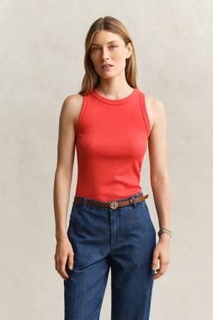GANT Damen Geripptes Tanktop (XXL) Rot