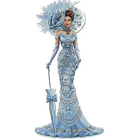 Korsstingsett for voksne, Elegant kvinne-mønster forhåndstrykte korsstingsett, 11CT Korssting Stemplet Sett 3 Tråder Korssting