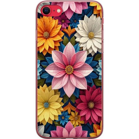 Kompatibelt Mobildeksel til Apple Apple iPhone 8 Fargerikt blomstermønster med store laurbærblader i rosa, gult, blått og hvitt, dekorativ botanisk