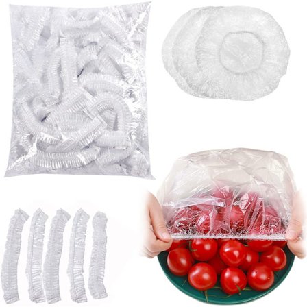200 stk ferske oppbevaringsposer, elastisk matbeskyttelseslokk, gjennomsiktig strekkbar plastfatdeksel, eller som bærbar dusjhette, minidrivhus