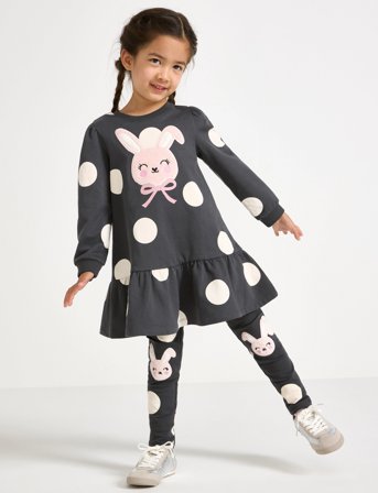 Lindex Leggings Br Aop Knee Applique - Grey - 122