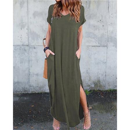 Plus Size 5xl Sexig Damklänning Sommar Solid Casual Kort Ärm