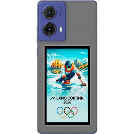 Kompatibel Mobilcover til Motorola Moto G85 Ishockeyillustration med spillere i bevægelse på isen, Milano Cortina 2026, Milano-landemærker og olympisk