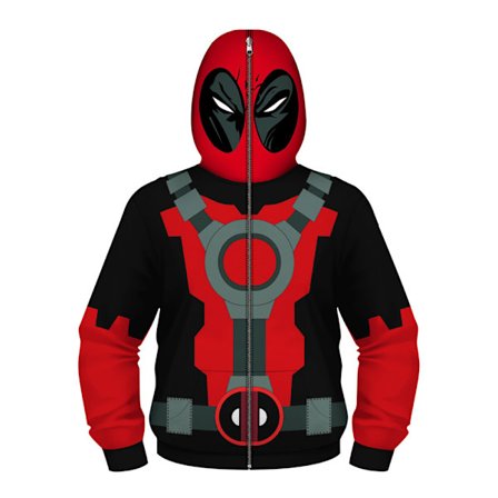 Superhelt Deadpool-kostume til børn, unisex drenge piger 3D All Over Superhero Print Zip Up Hoodie Jakke Rock Sweatshirt