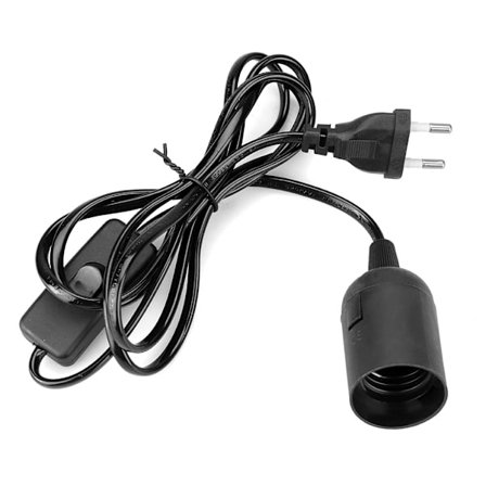 Pendel Lampefatning med Forlængerledning til Hængende Lanterne, E27 Fatning med Brandhæmmende Materialer, Holdbar Hængelampearmatur med Tænd/Sluk-knap