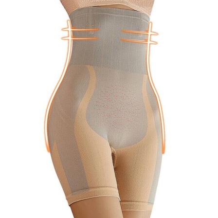 Kvinnors kroppsslipande smala trosor magen kontroll underkläder hög midja shapewear Skin color M-L