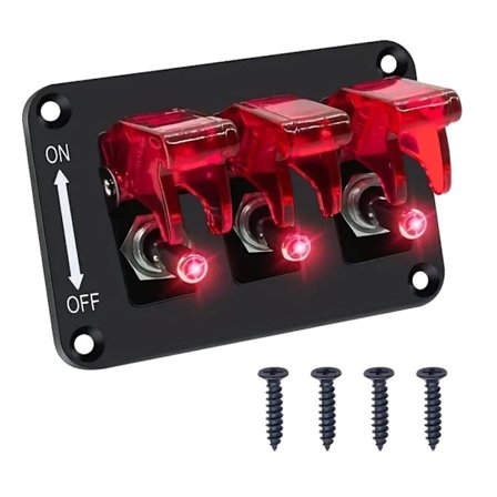 Vanntett Marine Boats Rockers Switch Panel 3 Gang med 20A sikringer LED-lys for bil RVs kjøretøy lastebil