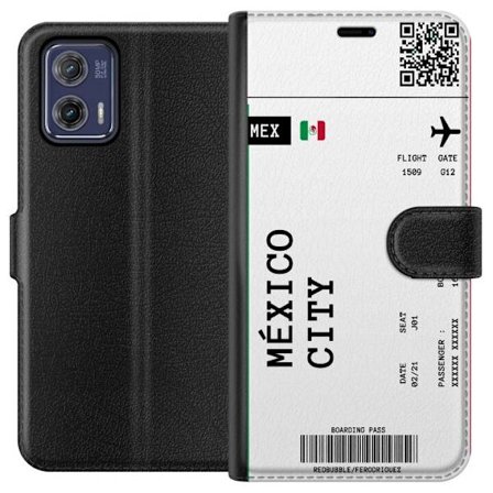 Kompatibelt Lommeboketui til Motorola Motorola Moto G73 Mexico by boarding pass design med flydetaljer, flagg og QR-kode. Reiseinspirert motiv perfekt