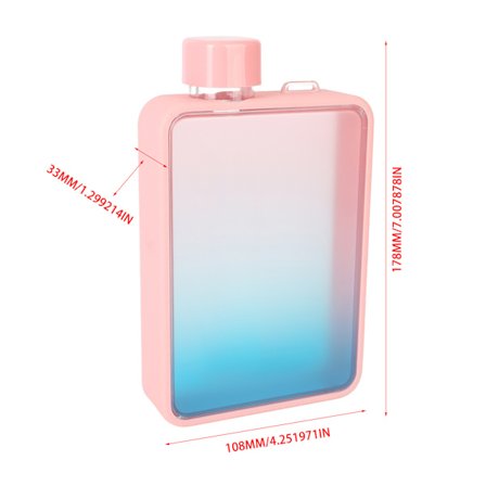 300 ml slank, flat vannflaske A5 gradient rosa for utendørssport, treningsstudio og fitness