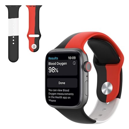 Apple Watch Series 6 / 5 40mm three color style silicone watch band - Black / Red / White / Size: L