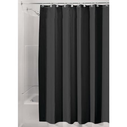 Vanntett dusjforheng i stoff, 120 cm x 180 cm polyester dusjforheng, vaskbart tekstilforheng med forsterket kant, svart