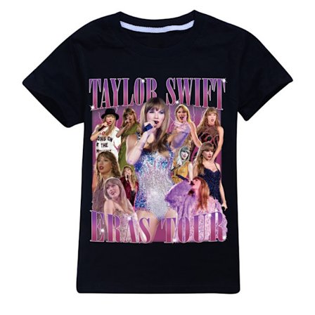 Barn Taylor Swift T-paita Print Lyhythihainen T-paita Topit Swiftie Fans Konserttilahjat Musta Black