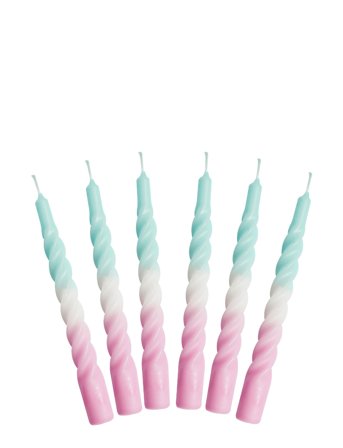 Kunstindustrien | Twisted Candles, 6 Piece Box, Multi Colored | ONE SIZE