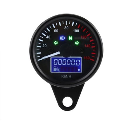 Universal motorcykel LED speedometer digitalt tachometer krystalinstrument måler kilometertæller med brændstofmåler