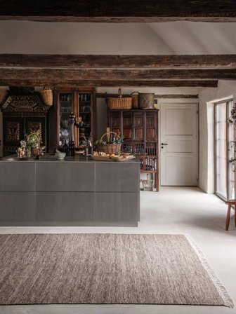 Cor Única Melange Tapete - Castanho 200X300