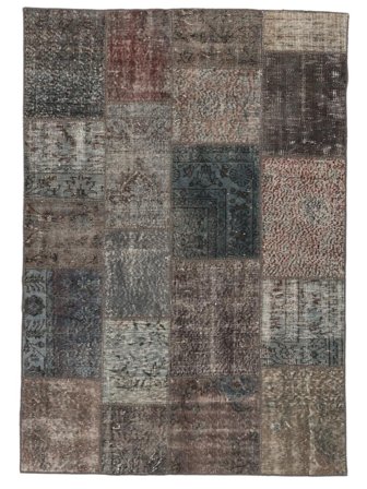 Ruční Vázání Patchwork Koberec 140X200 Vintage Vlněný Hnědá/Černá Malý