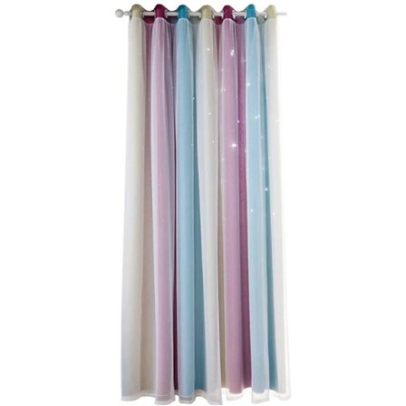 Hule stjerne himmelblå gradient striber stue soveværelse gardiner nordisk moderne minimalistisk ins stil