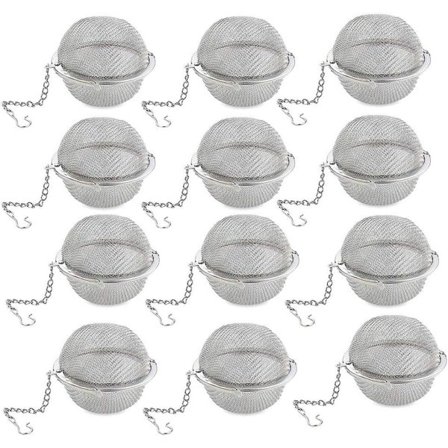 12 stk. teæg i rustfrit stål, te-si, premium tefilter, te-diffusor med forlænget kædekrog