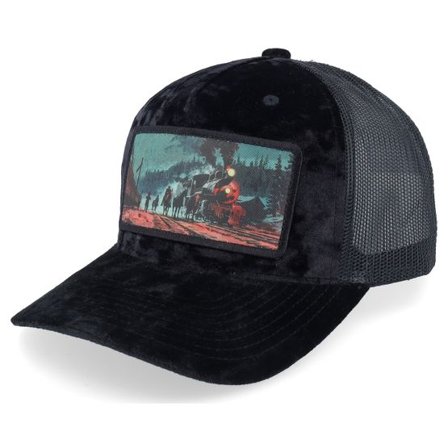 Calza Pennello - Svart trucker Keps - Western Outlaws & Cowboys Velvet Black Trucker @ Hatstore