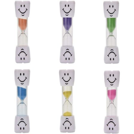 3 minutters sandur sæt til børstning af tænder Pakke med 6 farverige Smiley timeglas timere