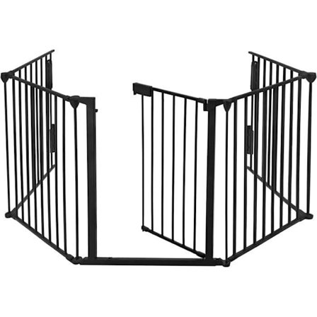 YUENFONG Skyddsgrind för eldstad med dörr, skyddsgrind för barn för husdjur - metall - konfigurationsgaller