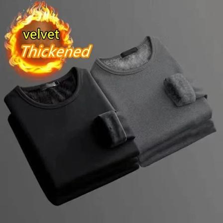 Vinter Termisk Underundertøj 2-delt Fløjl Langærmet T-shirt Mænd Fleece Sport Top Tykkelse Thermo Tøj Behagelig Varmt Top set6 5XL 80-95KG