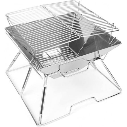 Praktisk & Hopfällbar Grill, Silver