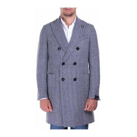 Lardini Double-Breasted Coats Grå, Herre Uldfrakker