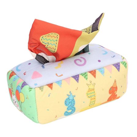 Baby Leketøy Krøllepapir Sensorisk Boks for 0-3 År Gamle Barn, Myk Uknuselig Vaskbar Tidlig Læring Serviettboks