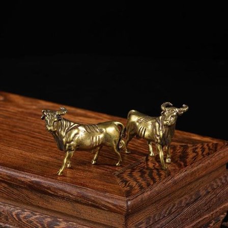 IC 2 stk. Mini messingfigur af kvæg Ko Tilbehør Pendel Stat