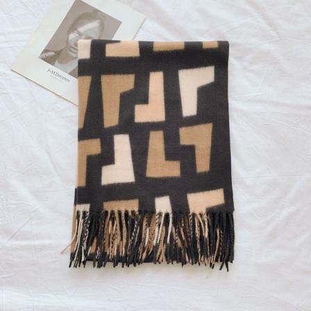 Comfort Imitation kashmir tofsar Dam höst Vinter Scarf Filt Wrap Sjal Stole Varm Mjuk Black 185*65cm