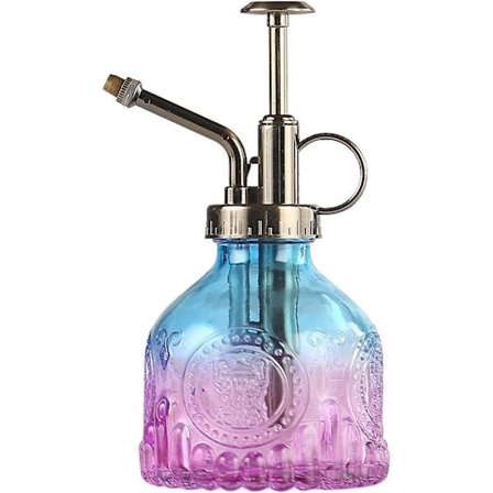 Glas Sprayflaska, 16,5 cm hög Vintage Vattenkanna Med Topp Pump, läckagesäker Hög Atomiserande Munstycke b-blå Lila