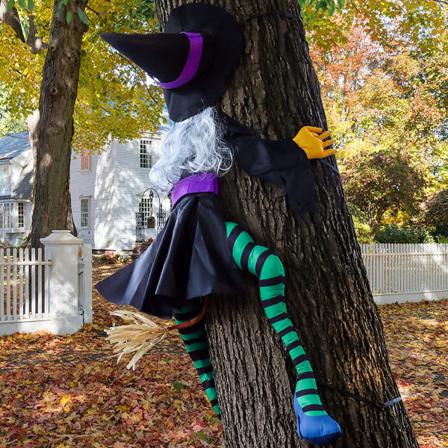 Crashing Witches Halloween-dekorationer Crashing Witch Into Tree