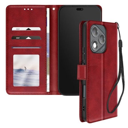 Cover til Honor 400 Lite - AVIZAR - Rød - Kunstlæder - Video support - Håndledsrem