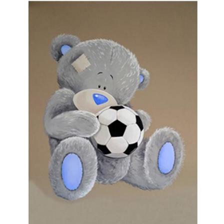 Full 5d Diy Diamond Painting Cross Stitch Björn Och Fotboll Brod Som På Bilden 1 25x35cm