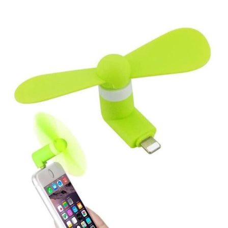 Mini ventilator - Apple - Bærbar - USB - Grøn - Diameter 8,5 cm