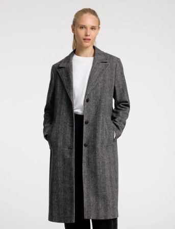 Selected Slfnew Alma Wool Coat Herringbone Noos - Grey - 36