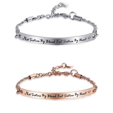 Vänskap Inspirerande Citat Bar Armband Graverad Rostfritt S