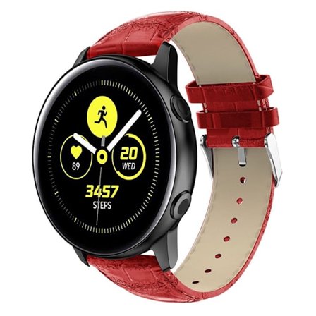 Samsung Galaxy Watch Active klockarmband i äkta läder med krokodil - Röd