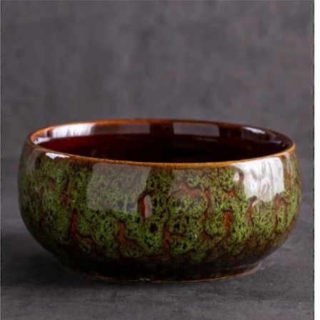 Keraaminen Retro Lotus -kulho, suuri kaliiperi virtauslasite Ei-huokoinen hydroponinen säiliö vihreä