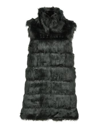 Stripe Faux Fur Gilet Black Karl Lagerfeld