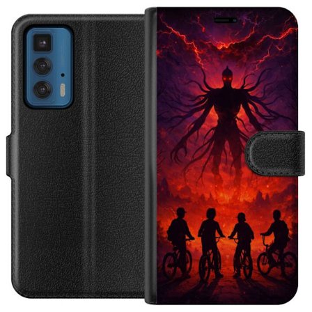 Kompatibelt Plånboksfodral till Motorola Motorola Edge 20 Pro Mörk fantasyillustration inspirerad av Stranger Things med övernaturlig varelse, blix